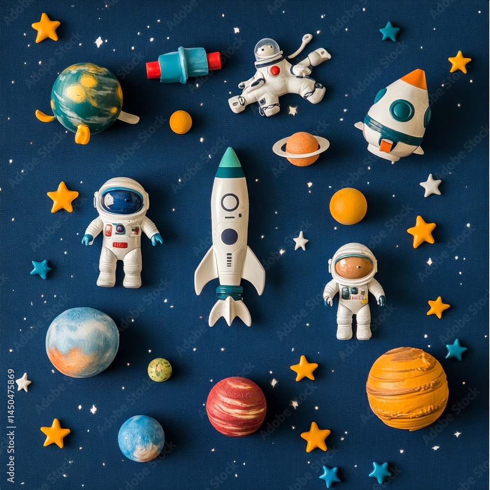 Naklejka premium Vibrant Space Toy Collection