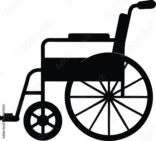 Wheelchair silhouette vector illustration. wheelchair with a wheel and wheel