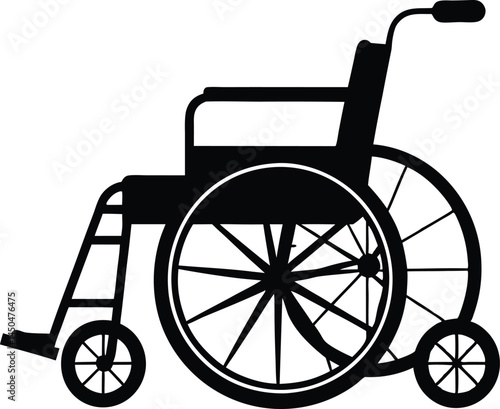 Wheelchair silhouette vector illustration. wheelchair with a wheel and wheel