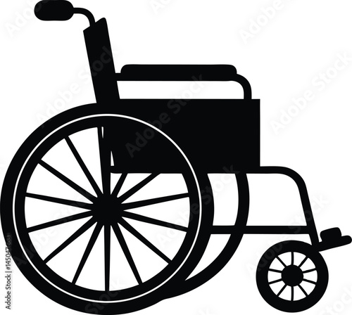 Wheelchair silhouette vector illustration. wheelchair with a wheel and wheel