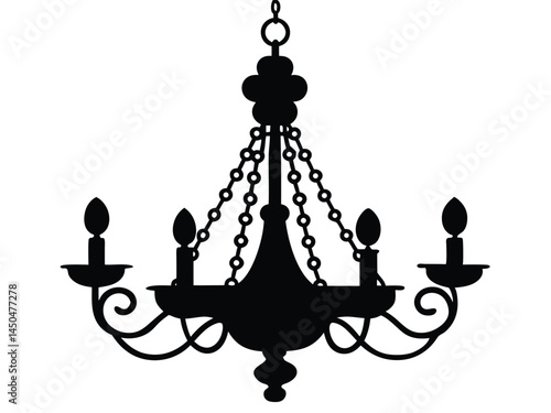 Chandelier Silhouette of isolated, Chandelier vector silhouette, Chandelier icons silhouette vector art illustration
