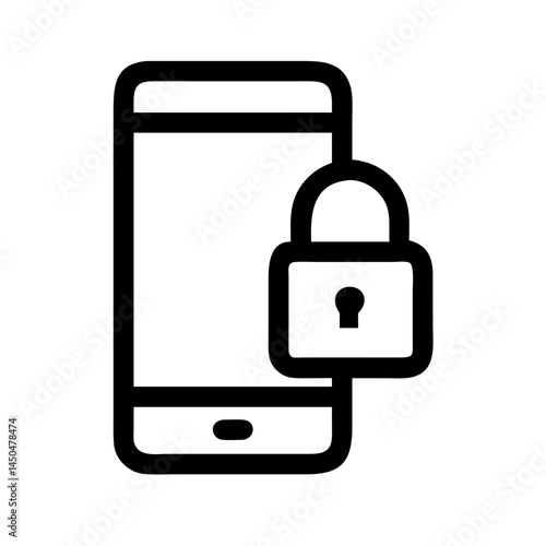 Smartphone security icon with padlock symbol. Use for mobile security apps, login screens, and data privacy guides.