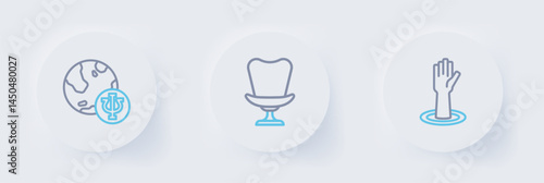 Set line Helping hand, Armchair and Psychology, Psi icon. Vector
