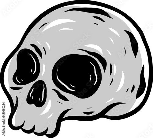 A Detailed  Illustration of a Gray Human Skull Perfect for Halloween Designs or Gothic Art Projects