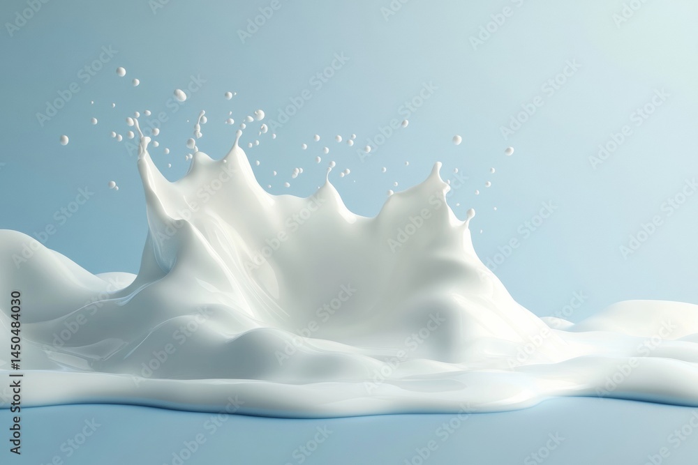 Dynamic Splash of Milk in Studio Setting Visual Content Clean Artistic Perspective for Culinary Use