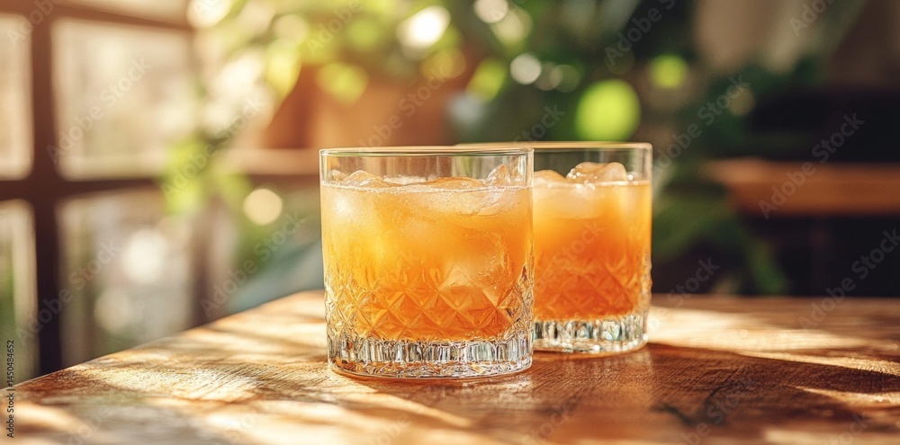 Refreshing Cocktail Enjoyment Cozy Cafe Beverage Photography Indoor Setting Close-Up View Relaxation Concept