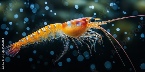 Obraz na płótnie Colorful Shrimp Swimming in Coral Reef Underwater Macro Photography Marine Close-Up View w salonie
