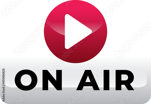 Red Play Button with On Air Graphic for Broadcasting Live Stream Video