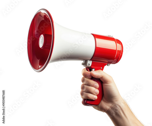 Public speaking event urban megaphone clear engaging view isolated on transparent background