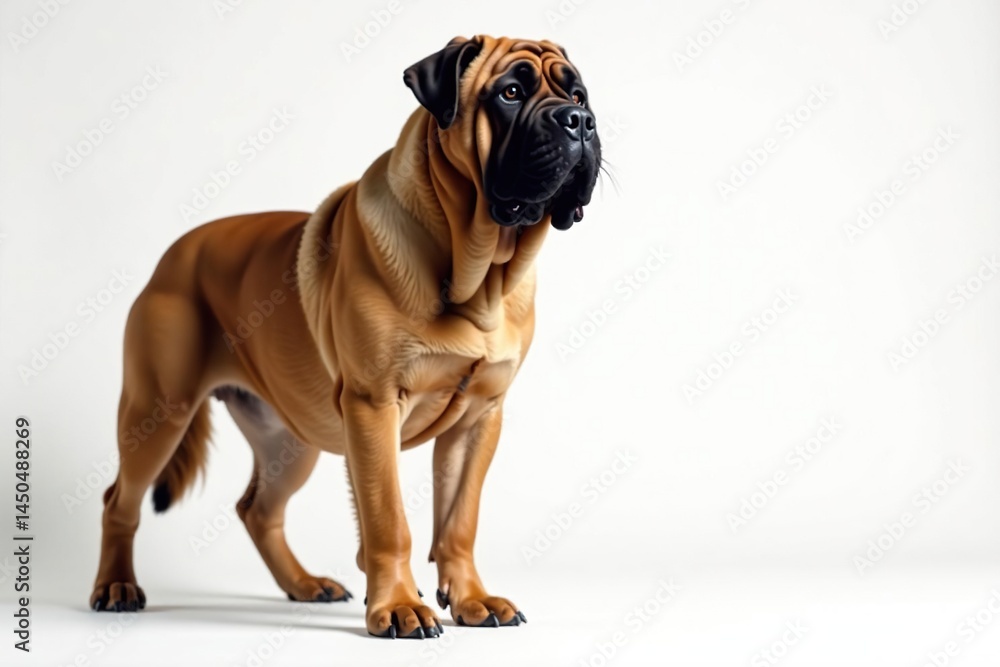 Majestic mastiff, powerful stance, white background, animal, faithful, giant Majestic mastiff, powerful stance, white background, animal, faithful, giant