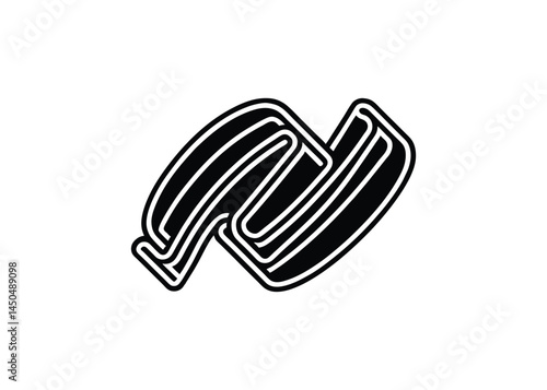 Silhouette of neon flex lights isolated on a white background