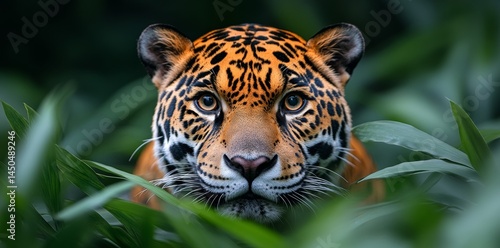 Stalking Jaguar in Lush Jungle Wildlife Photography Close-Up View Nature's Hidden Beauty