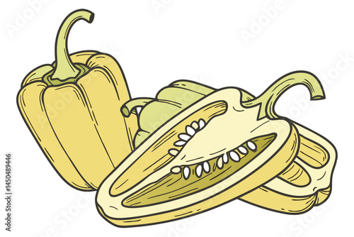 Banana Pepper Vector Illustration on White Background


