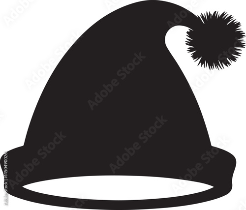 Christmas santa hat silhouette vector illustration black christmas santas cap