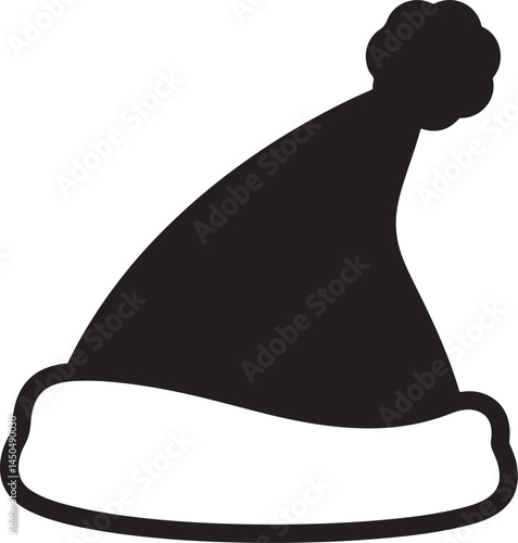 Christmas santa hat silhouette vector illustration black christmas santas cap