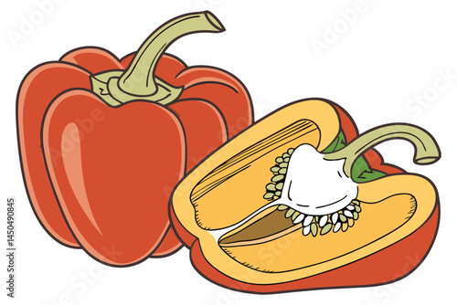 Bell Pepper Vegetable Vector Illustration on White Background

