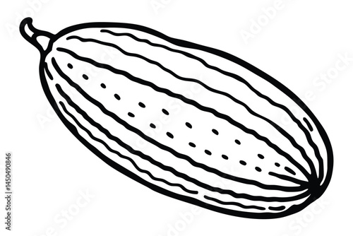Bitter Melon Vegetable Vector Illustration on White Background


