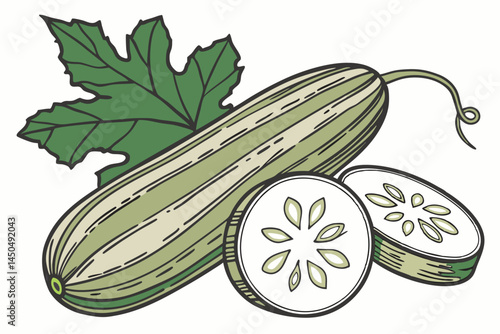 Bottle Gourd Vegetable Vector Illustration on White Background

