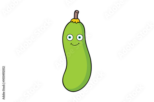 Bottle Gourd Vegetable Vector Illustration on White Background

