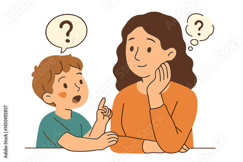 Discussion between a child and parent about curiosity and learning at home