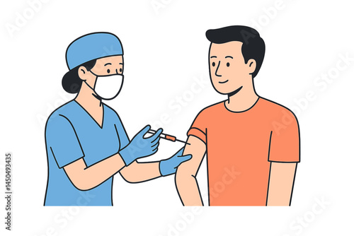 Healthcare professional administering a vaccine to a patient in a clinical setting during health awareness campaign