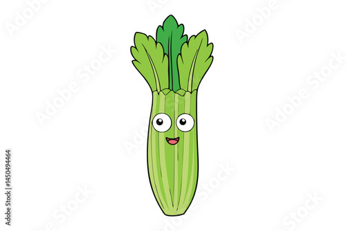 Celery Vegetable Vector Illustration on White Background

