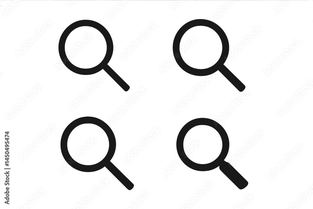 Vector illustration of magnifying glasses in different positions on a blank background Vector illustration of magnifying glasses in different positions on a blank background