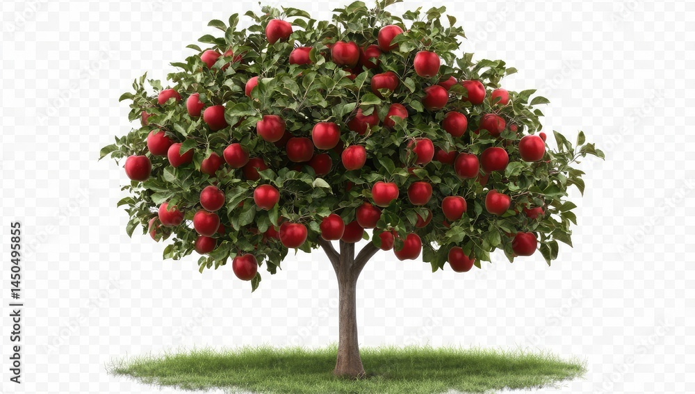 Lush apple tree laden with ripe, red apples Lush apple tree laden with ripe, red apples
