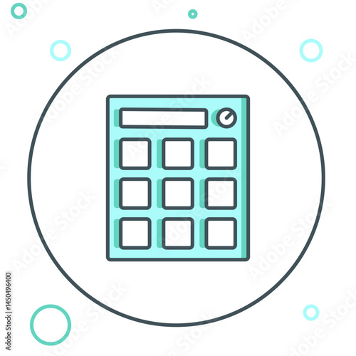 Line Drum machine music producer equipment icon isolated on white background. Colorful outline concept. Vector