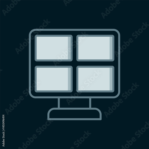 Line Solar energy panel icon isolated on black background. Flat filled outline style with shadow. Vector