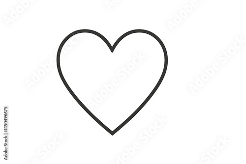 Simple flat vector illustration of a heart shape in black outline on a white background for expressive designs