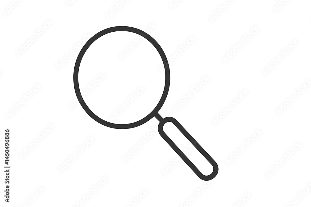 Minimalist flat vector illustration depicting a magnifying glass on a plain background for emphasis on search concepts Minimalist flat vector illustration depicting a magnifying glass on a plain background for emphasis on search concepts