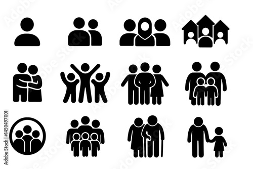 Flat vector illustration of diverse groups enjoying social activities, emphasizing community and family connections