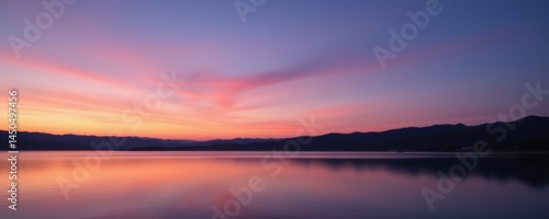 Serene Lake at Colorful Sunset