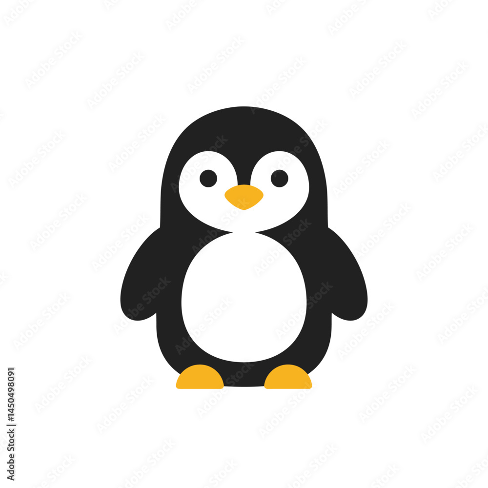 Obraz premium Cute penguin icon in flat style.