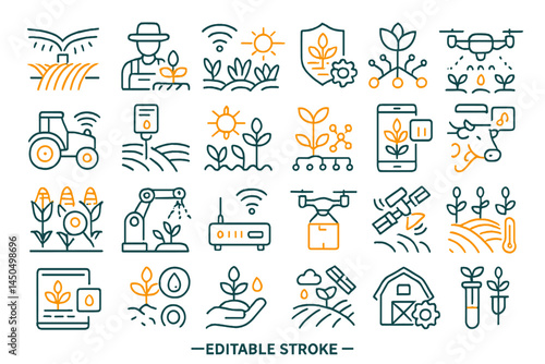 Innovative agriculture vector illustration showcasing modern farming techniques and technology for sustainable crop management