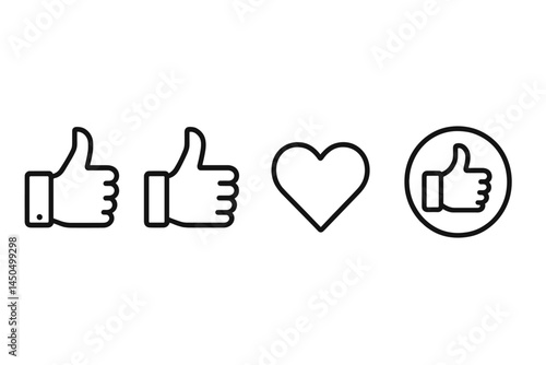Three thumbs up and a heart symbol signify positivity and approval in a flat vector illustration