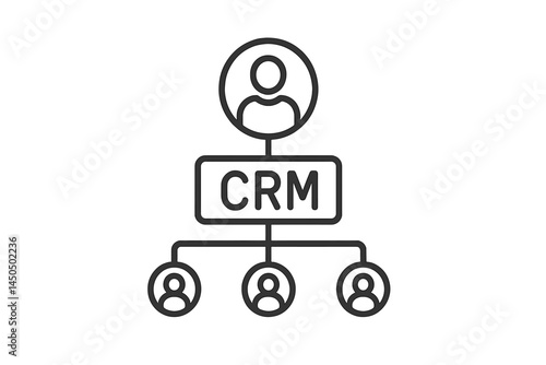 Flat vector illustration depicting customer relationship management workflow with user connections and data organization