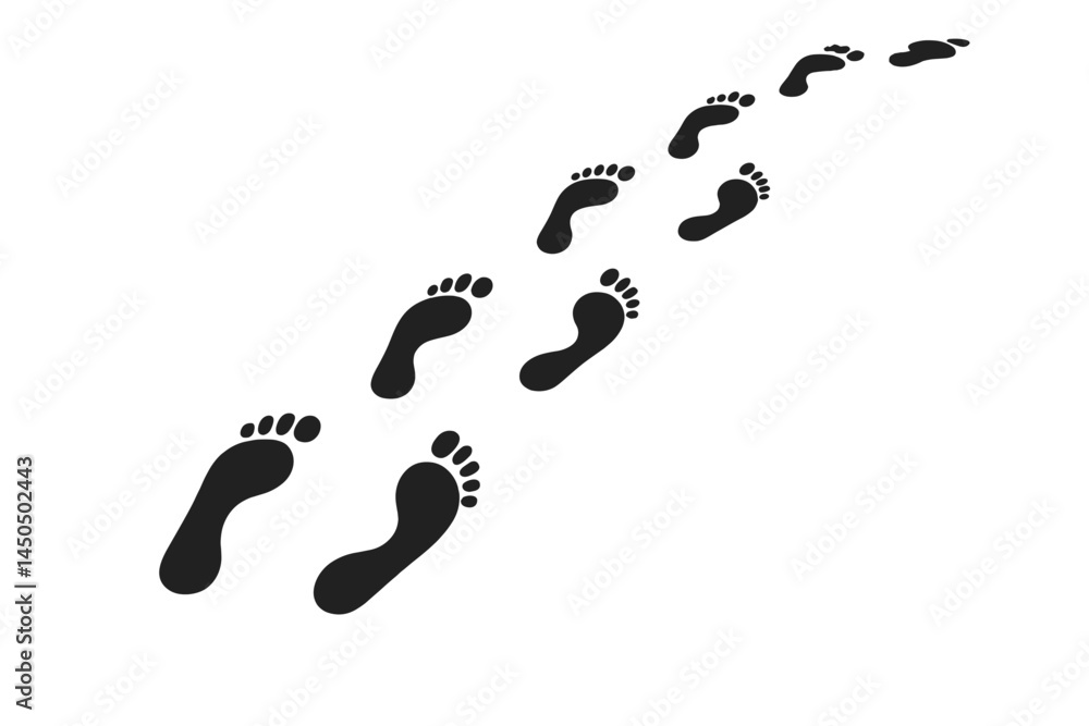 Footprints leading across a plain surface dragging attention to a journey or adventure taken by someone or something Footprints leading across a plain surface dragging attention to a journey or adventure taken by someone or something