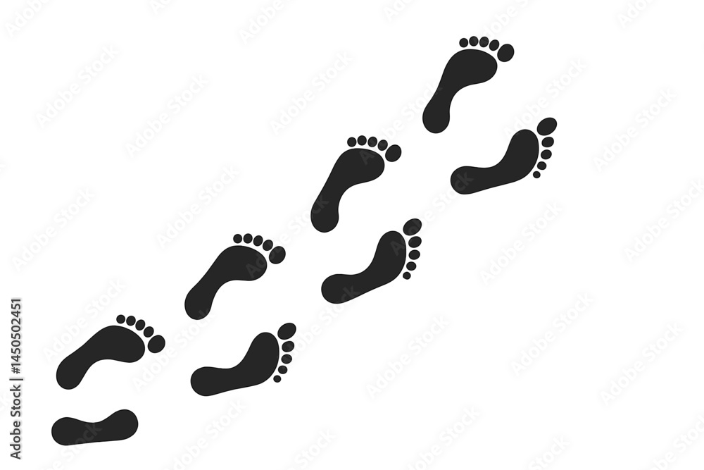 Footprints on a clean surface symbolize movement and exploration in a simple, flat vector illustration Footprints on a clean surface symbolize movement and exploration in a simple, flat vector illustration