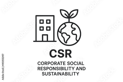 Corporate social responsibility and sustainability illustration highlighting eco-friendly initiatives and business practices
