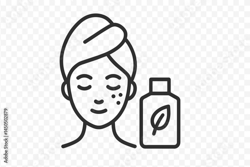 Flat vector illustration of a woman applying skincare products in a relaxing setting for beauty and wellness
