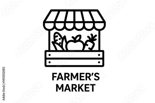 Vibrant flat vector illustration of a farmer's market stall featuring fresh vegetables and fruits in a sunny outdoor setting