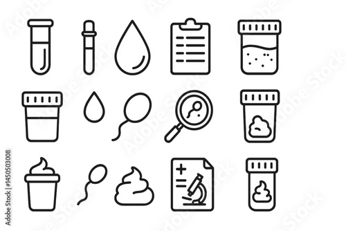 Vector illustration of laboratory testing elements and biological samples for scientific analysis and health diagnostics
