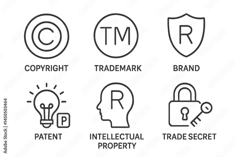Understanding intellectual property rights with illustrations of copyright trademark and patent symbols Understanding intellectual property rights with illustrations of copyright trademark and patent symbols