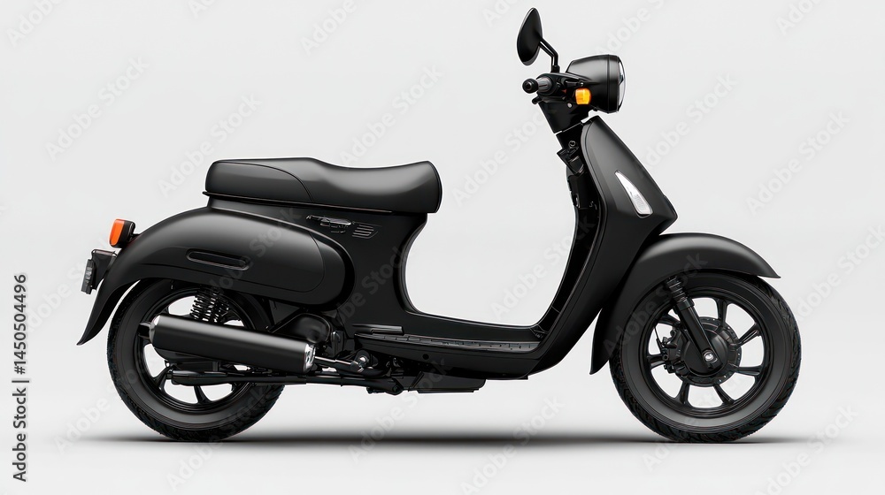 A detailed scooter with classic design, photorealistic, on white A detailed scooter with classic design, photorealistic, on white