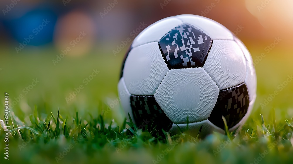 Fototapeta premium Soccer Ball on Grass Field