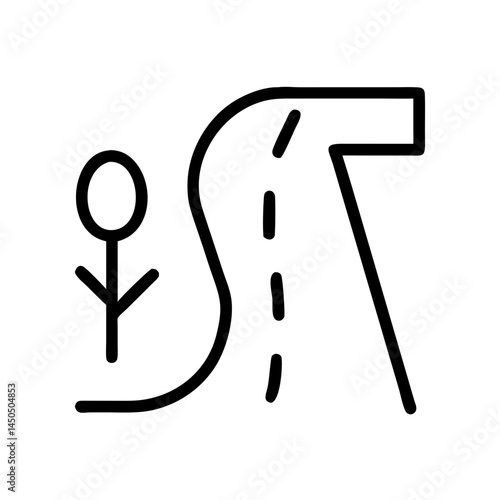Road with Plant Icon in Minimalist Style  