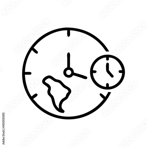 World Clock Icon Showing Time Zones and Global Time  
