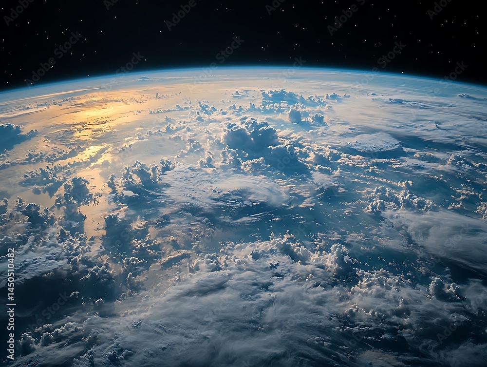 Fototapeta premium Sunrise over Earth, cloudscape